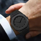 Novo Relógio Masculino Moderno Simples Preto com Pulseira Casual de Quartzo Digital Árabe