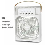 Mini Ar Condicionado Portátil 3 em 1: Ventilador, Umidificador e Luminária LED